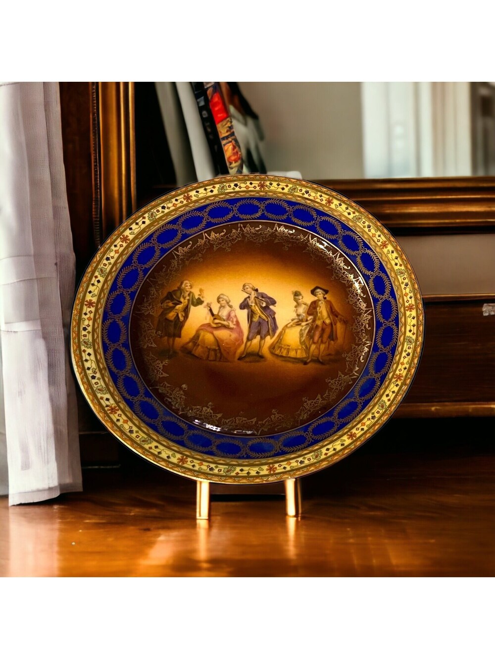 Royal Vienna Porcelain Cobalt Blue Gold Trim Fragonard Cabinet Plate 6 3/4”